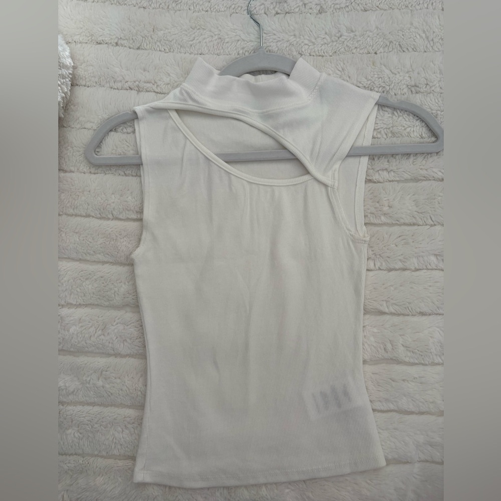 Hudson Ribbed Cutout Mock Neck Top